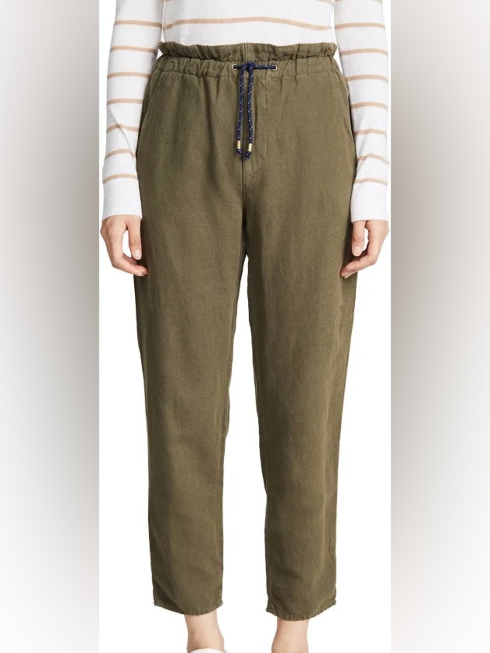 Veronica Beard Jeans Jay Pant Womens XS Cotton Linen Army Green